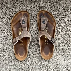 Birkenstock Distressed Brown Leather Upper Sandal